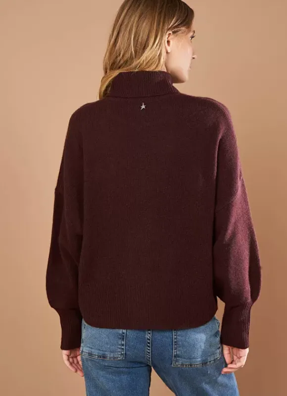 Pull Col Montant, 100% Cachemire Marron Monpran Sud Express