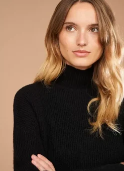 Pull Col Montant A Cotes, Volume Large Noir Maemi Sud Express