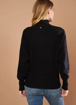 Pull Col Montant A Cotes, Volume Large Noir Maemi Sud Express