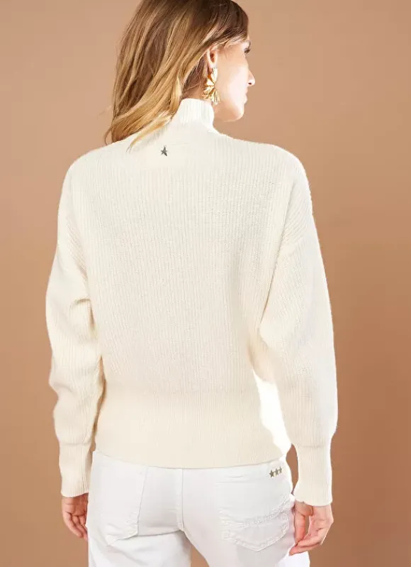 Pull Col Montant A Cotes, Volume Large Ecru Maemi Sud Express