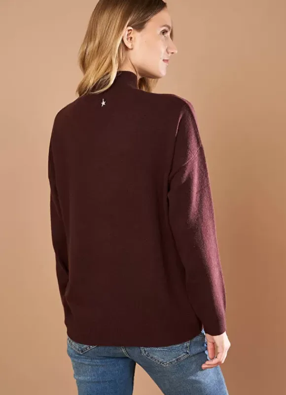 Pull Col Montant En Cachemire Marron Myangela Sud Express