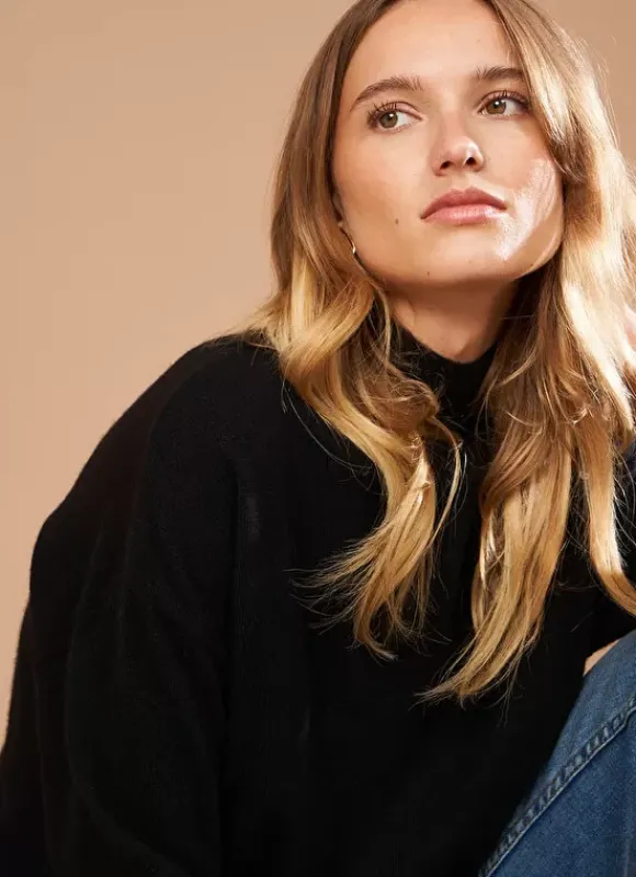Pull Col Montant En Cachemire Noir Myangela Sud Express