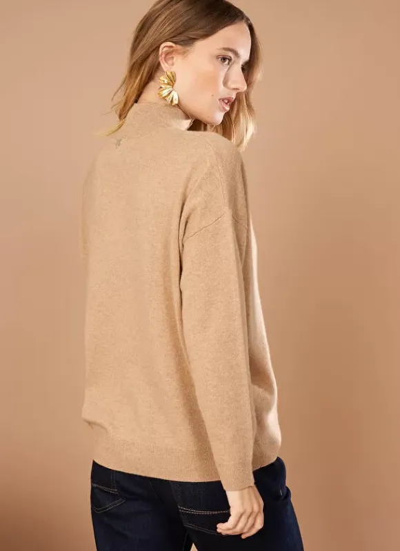 Pull Col Montant En Cachemire Camel Myangela Sud Express