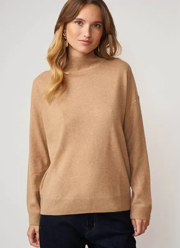 Pull Col Montant En Cachemire Camel Myangela Sud Express