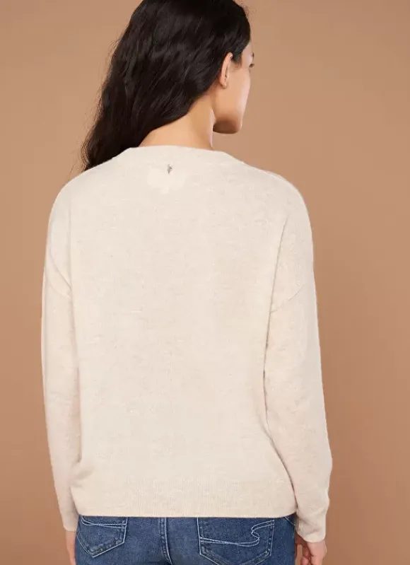 Pull Col Rond 100% Cachemire Beige Chine Mapoue Sud Express