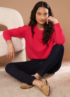 Pull Col Rond 100% Cachemire Framboise Mapoue Sud Express