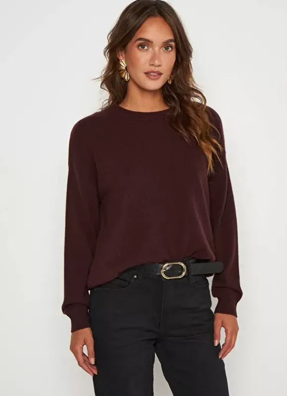 Pull Col Rond 100% Cachemire Marron Mapoue Sud Express