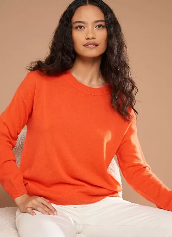 Pull Col Rond 100% Cachemire Orange Mapoue Sud Express