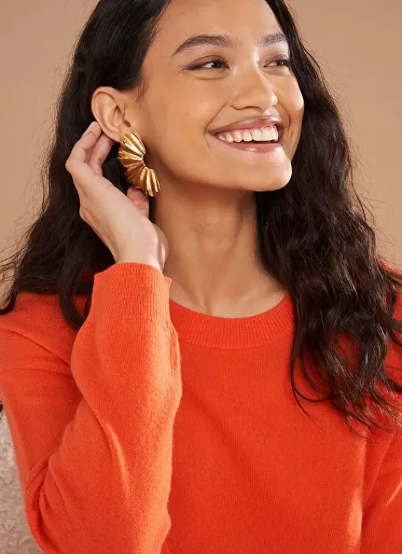 Pull Col Rond 100% Cachemire Orange Mapoue Sud Express