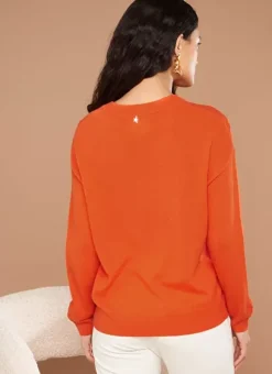 Pull Col Rond 100% Cachemire Orange Mapoue Sud Express