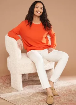 Pull Col Rond 100% Cachemire Orange Mapoue Sud Express