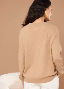Pull Col Rond 100% Cachemire Camel Mapoue Sud Express