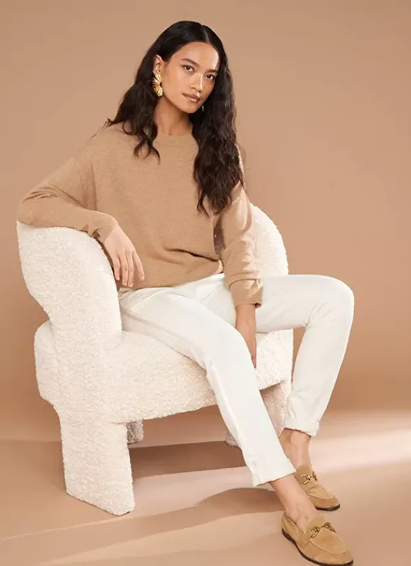 Pull Col Rond 100% Cachemire Camel Mapoue Sud Express