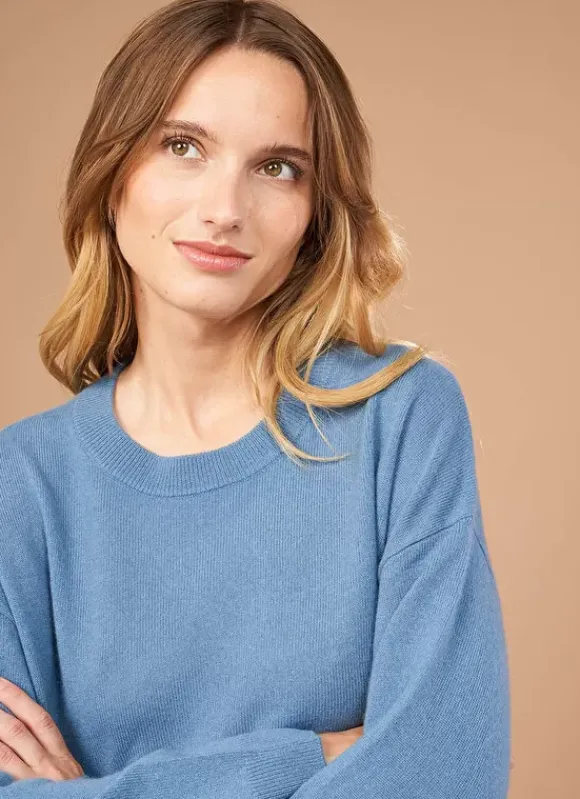 Pull Col Rond 100% Cachemire Denim Mapoue Sud Express