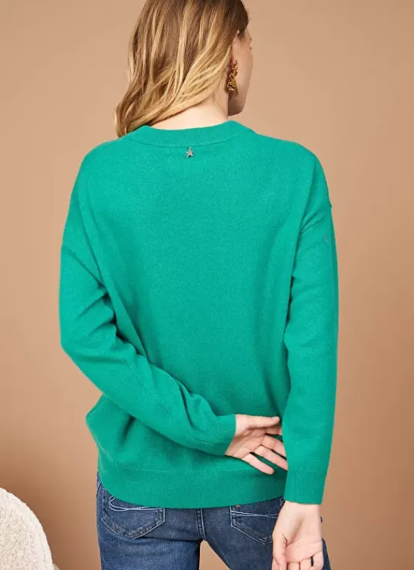 Pull Col Rond 100% Cachemire Vert Mapoue Sud Express