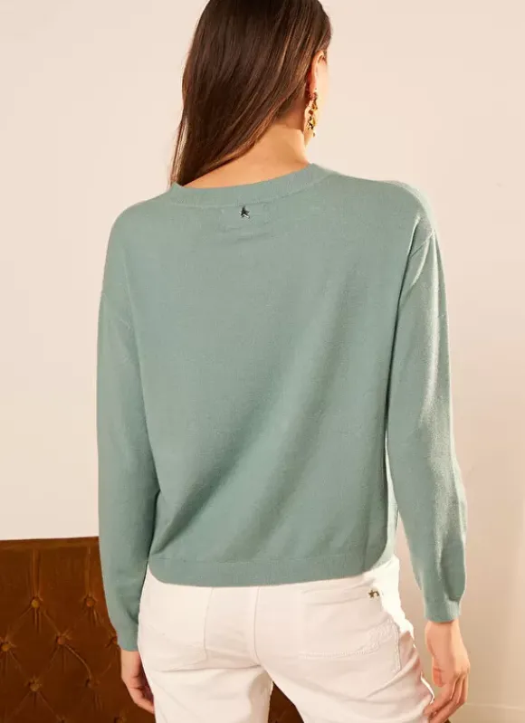 Pull Col Rond A Maille Douce Celadon Melaniae Sud Express