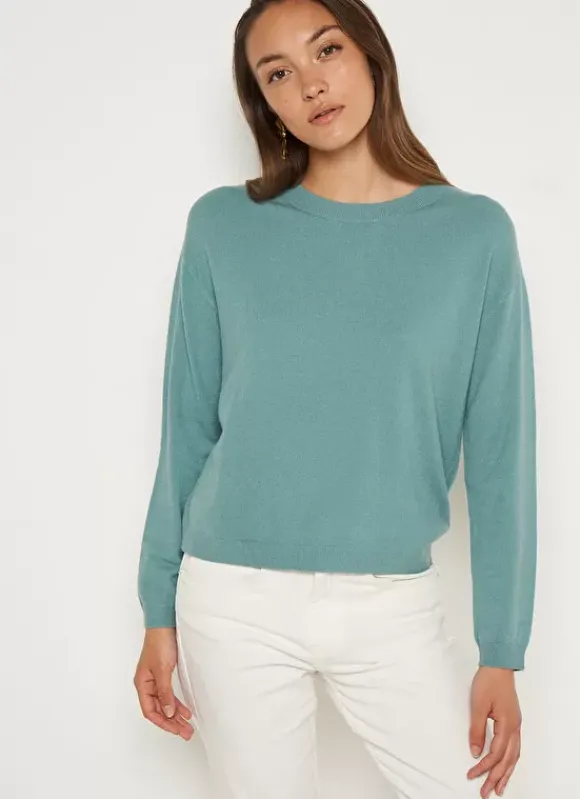 Pull Col Rond A Maille Douce Celadon Melaniae Sud Express