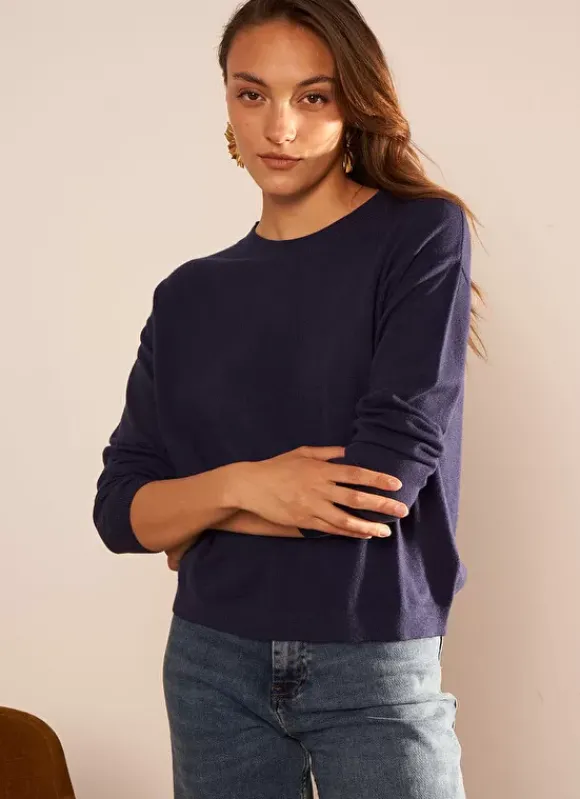 Pull Col Rond A Maille Douce Marine Melaniae Sud Express