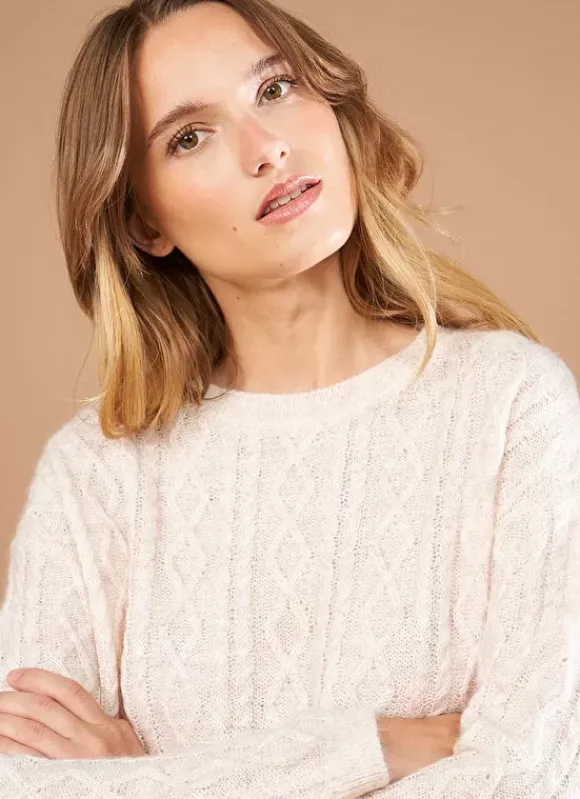 Pull Col Rond Avec Jeu De Torsades Poudre Madil Sud Express