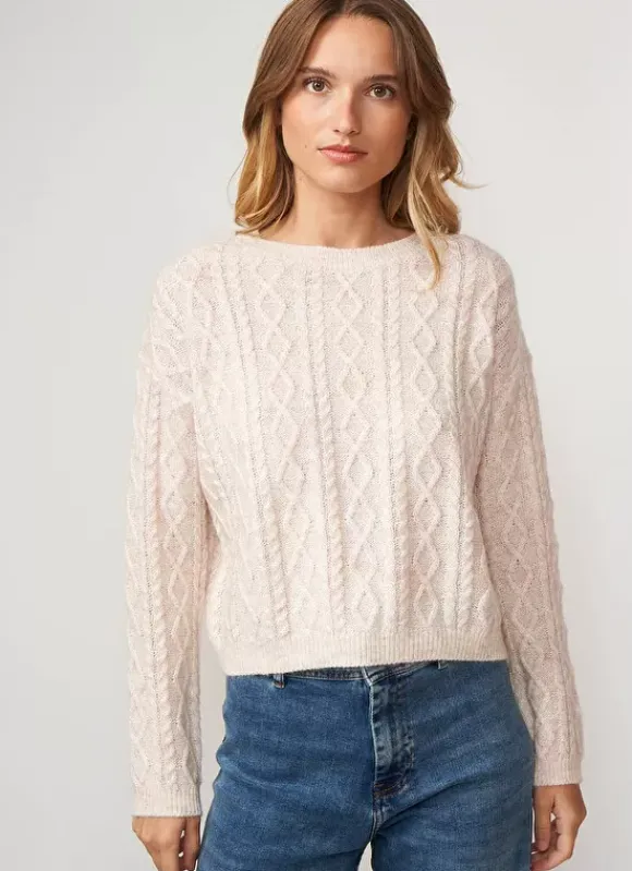 Pull Col Rond Avec Jeu De Torsades Poudre Madil Sud Express
