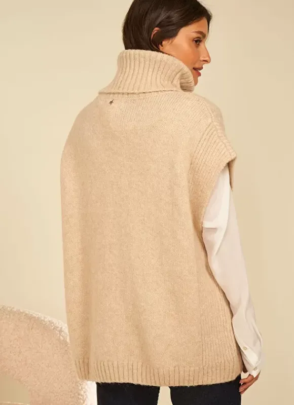 Pull Col Roule Beige Chine Mishapi Sud Express