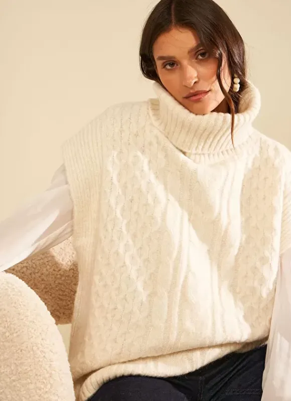 Pull Col Roule Ecru Mishapi Sud Express