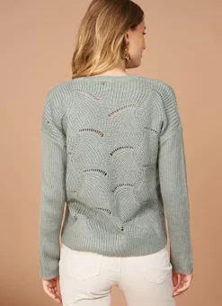 Pull Col V Au Tricotage Ajoure Amande Matido Sud Express