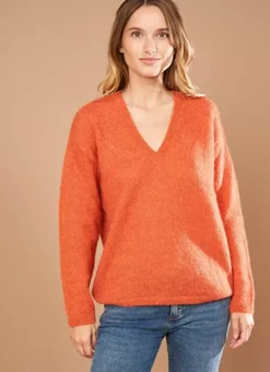 Pull Col V En Mohair Abricot Mannakay Sud Express