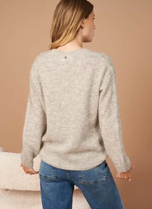 Pull Col V En Mohair Ecru Chine Mannakay Sud Express