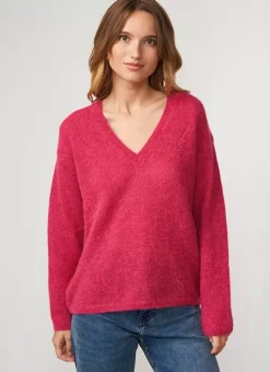 Pull Col V En Mohair Framboise Mannakay Sud Express