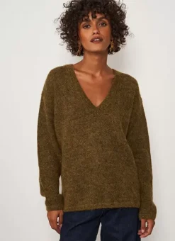 Pull Col V En Mohair Kaki Mannakayx Sud Express