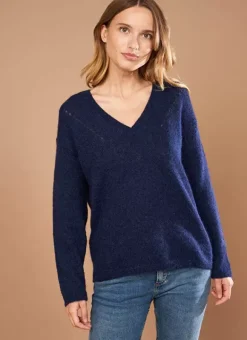 Pull Col V En Mohair Marine Mannakay Sud Express