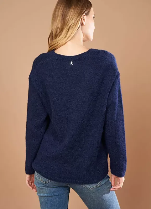 Pull Col V En Mohair Marine Mannakay Sud Express