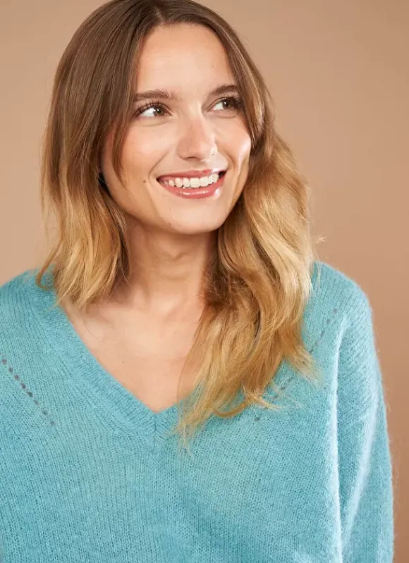 Pull Col V En Mohair Mint Mannakay Sud Express