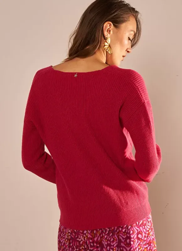 Pull Col V Framboise Mathia Sud Express