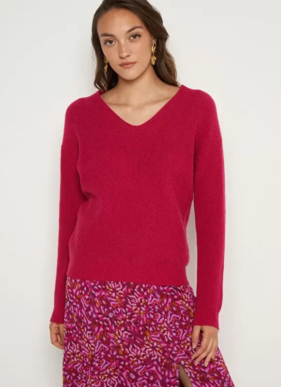 Pull Col V Framboise Mathia Sud Express