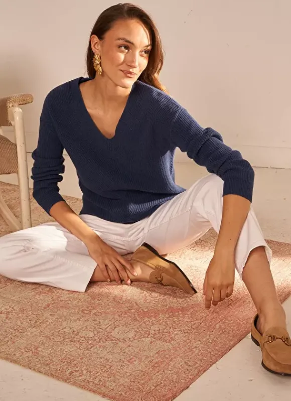 Pull Col V Indigo Mathia Sud Express