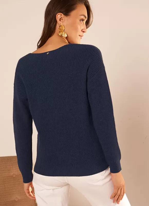 Pull Col V Indigo Mathia Sud Express
