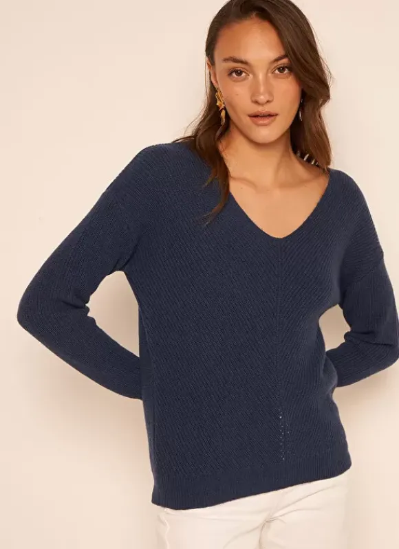 Pull Col V Indigo Mathia Sud Express