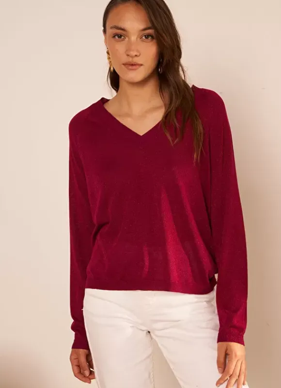 Pull Col V Irise Framboise Madeleine Sud Express