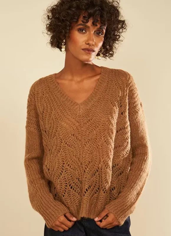 Pull Col V Vison Margot Sud Express