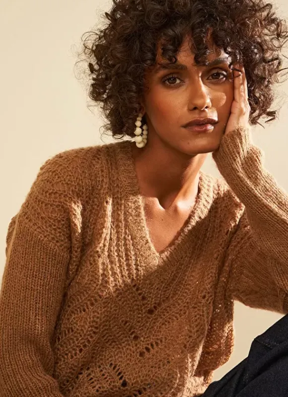 Pull Col V Vison Margot Sud Express