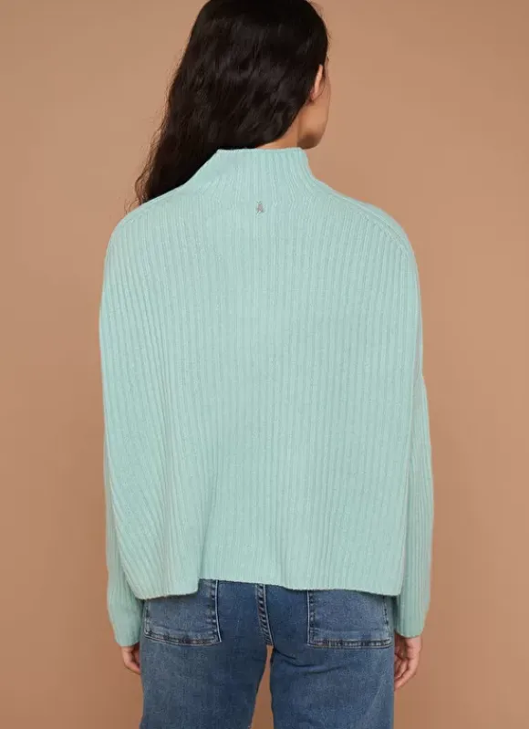 Pull Pur Cachemire A Cotes Aqua Monetalou Sud Express