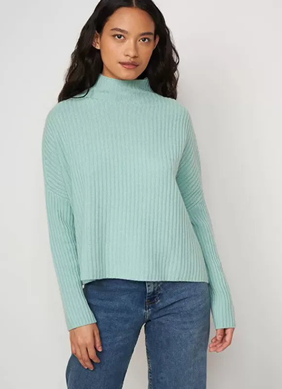 Pull Pur Cachemire A Cotes Aqua Monetalou Sud Express