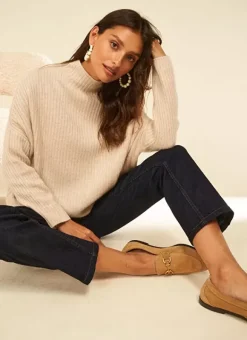 Pull Pur Cachemire A Cotes Beige Chine Monetalou Sud Express