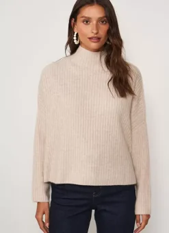 Pull Pur Cachemire A Cotes Beige Chine Monetalou Sud Express