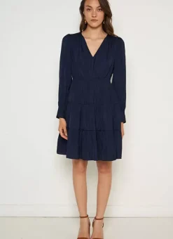 Robe Courte Satin A Encolure V Marine Rascalou Sud Express