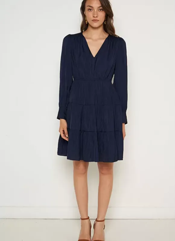 Robe Courte Satin A Encolure V Marine Rascalou Sud Express