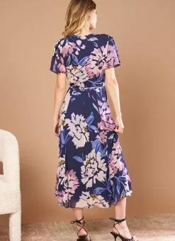 Robe Midi Cache-Coeur Imprimee Violet Roxary Sud Express