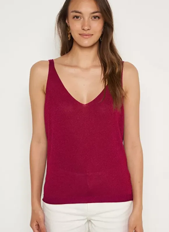 Top Details Maille Scintillante Framboise Demoiselles Sud Express
